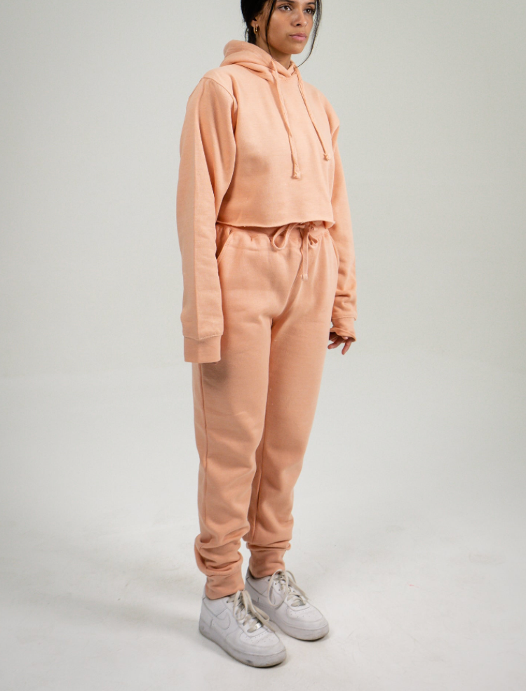 Peach Crop Top SweatSuit