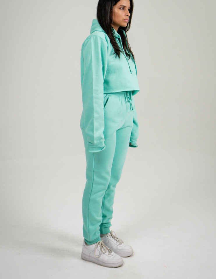 Mint Crop Top SweatSuit