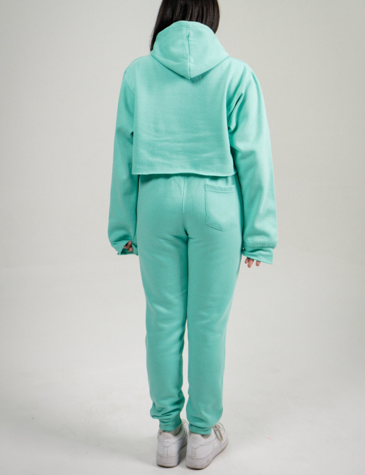 Mint Crop Top SweatSuit
