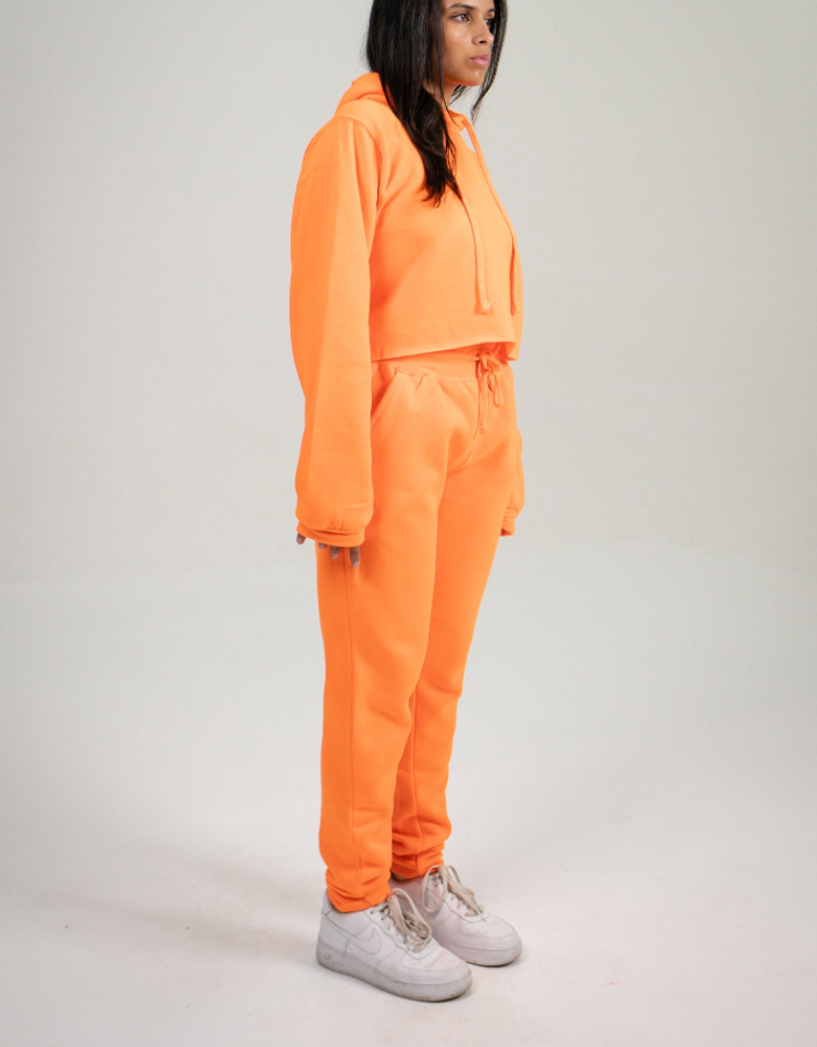 Neon Orange Crop Top SweatSuit