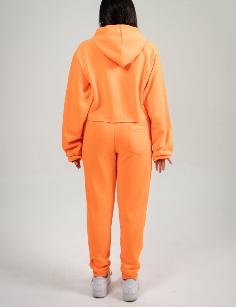 Neon Orange Crop Top SweatSuit