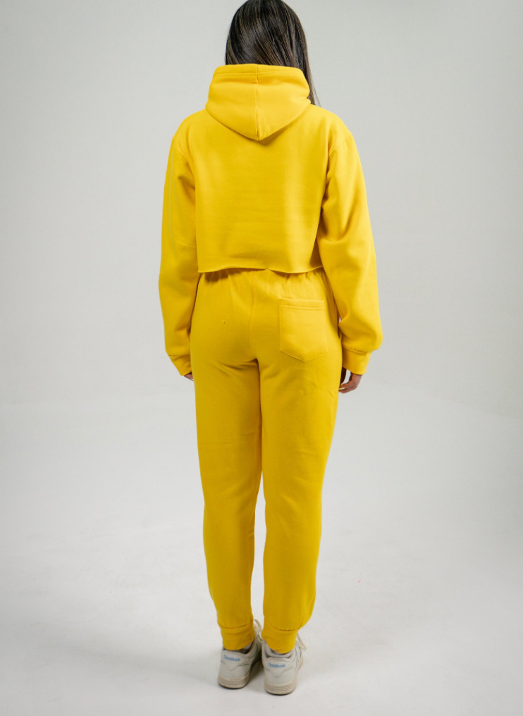 Yellow Crop Top SweatSuit