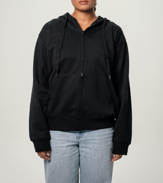 Black Women's Full-Zip Hooded SweatShirt