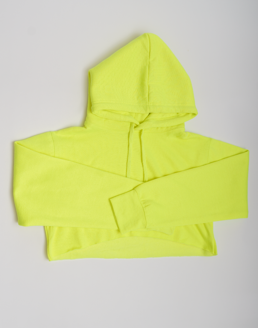 Neon Lime Crop Top Fleece Short Set