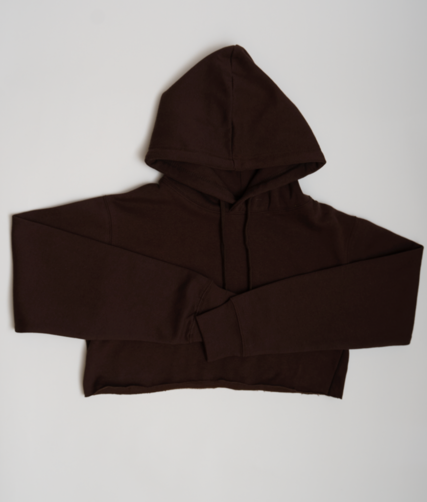 Brown Crop Top Fleece Short Set