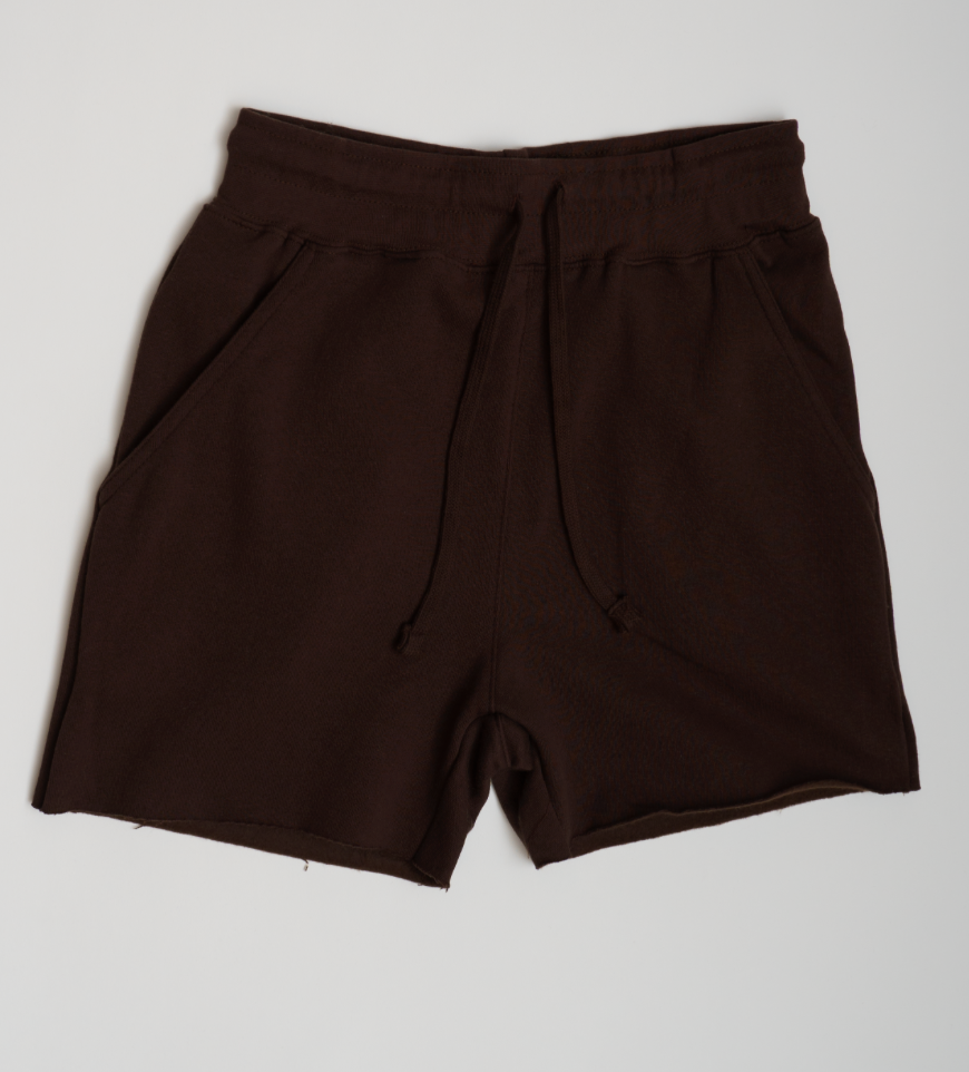 Brown Crop Top Fleece Short Set
