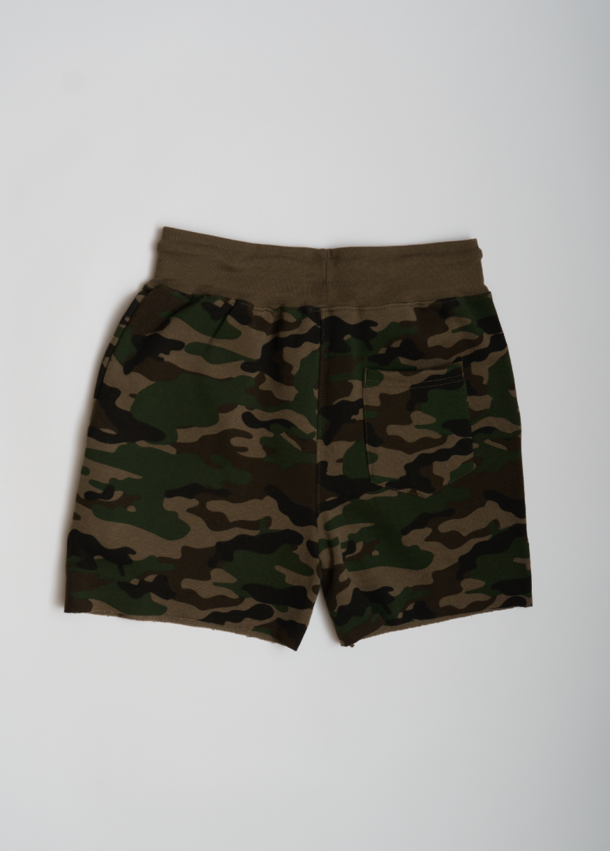 Camo Crop Top Fleece Short Set