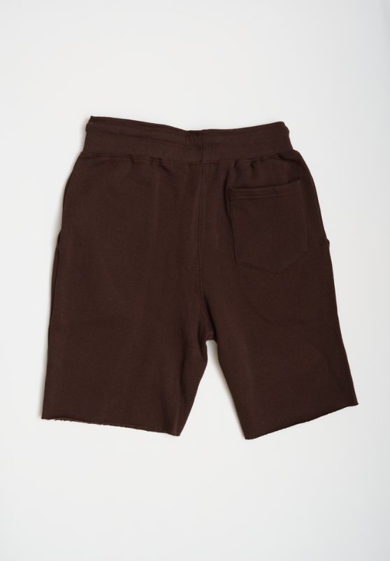 Brown Raw Edge SweatShort