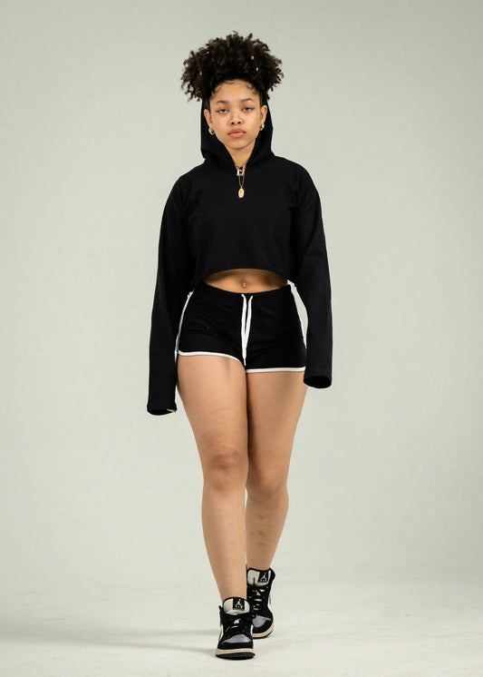 Black Crop-Top Short Set