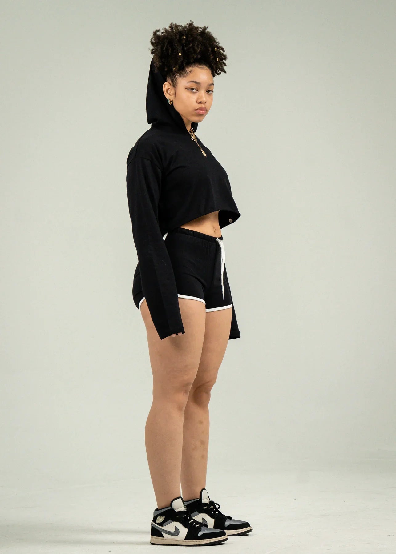 Black Crop-Top Short Set