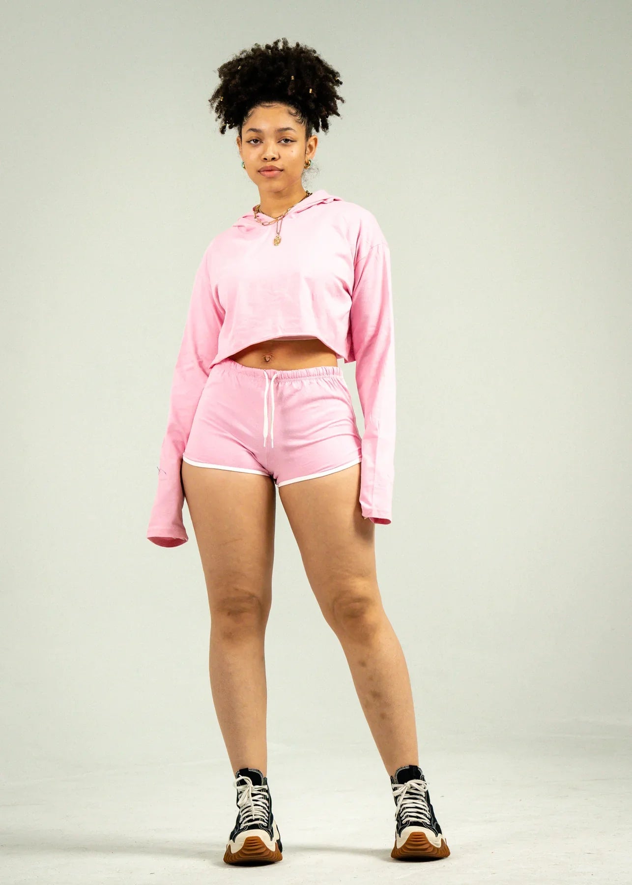 Light Pink Crop-Top Short Set