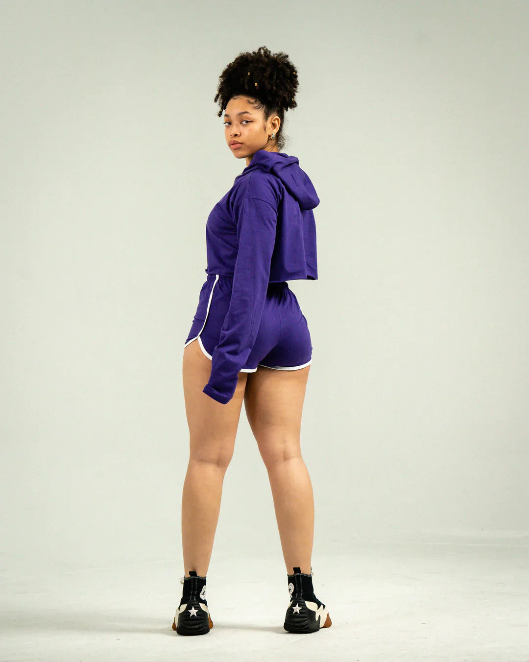 Purple Crop-Top Short Set
