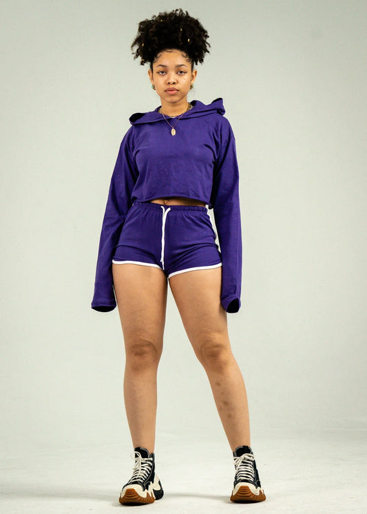 Purple Crop-Top Short Set