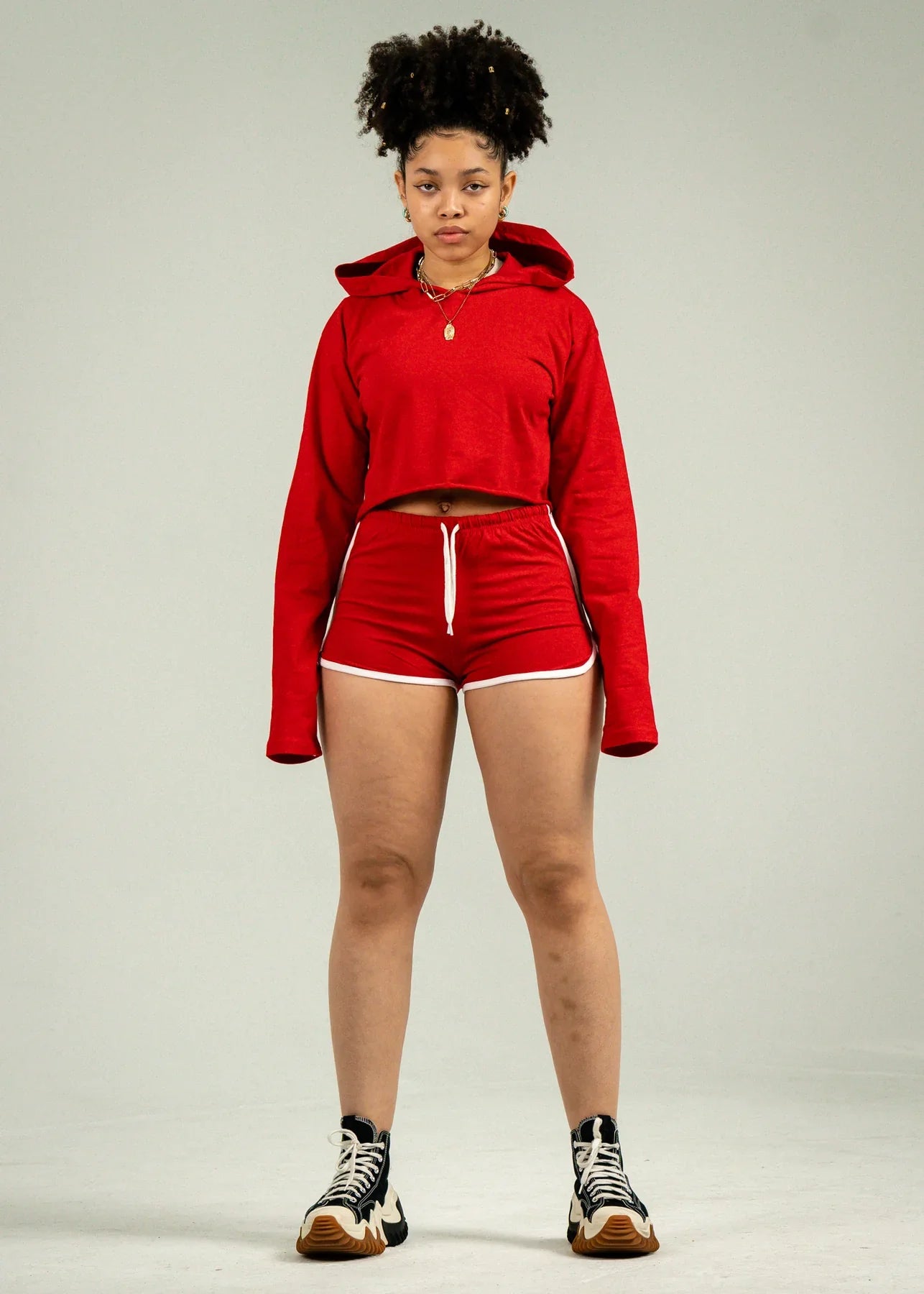 Red Crop-Top Short Set