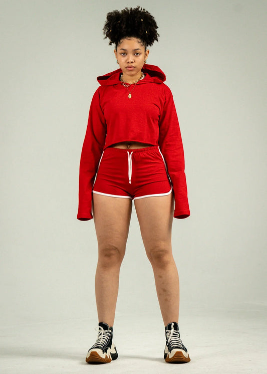 Red Crop-Top Short Set