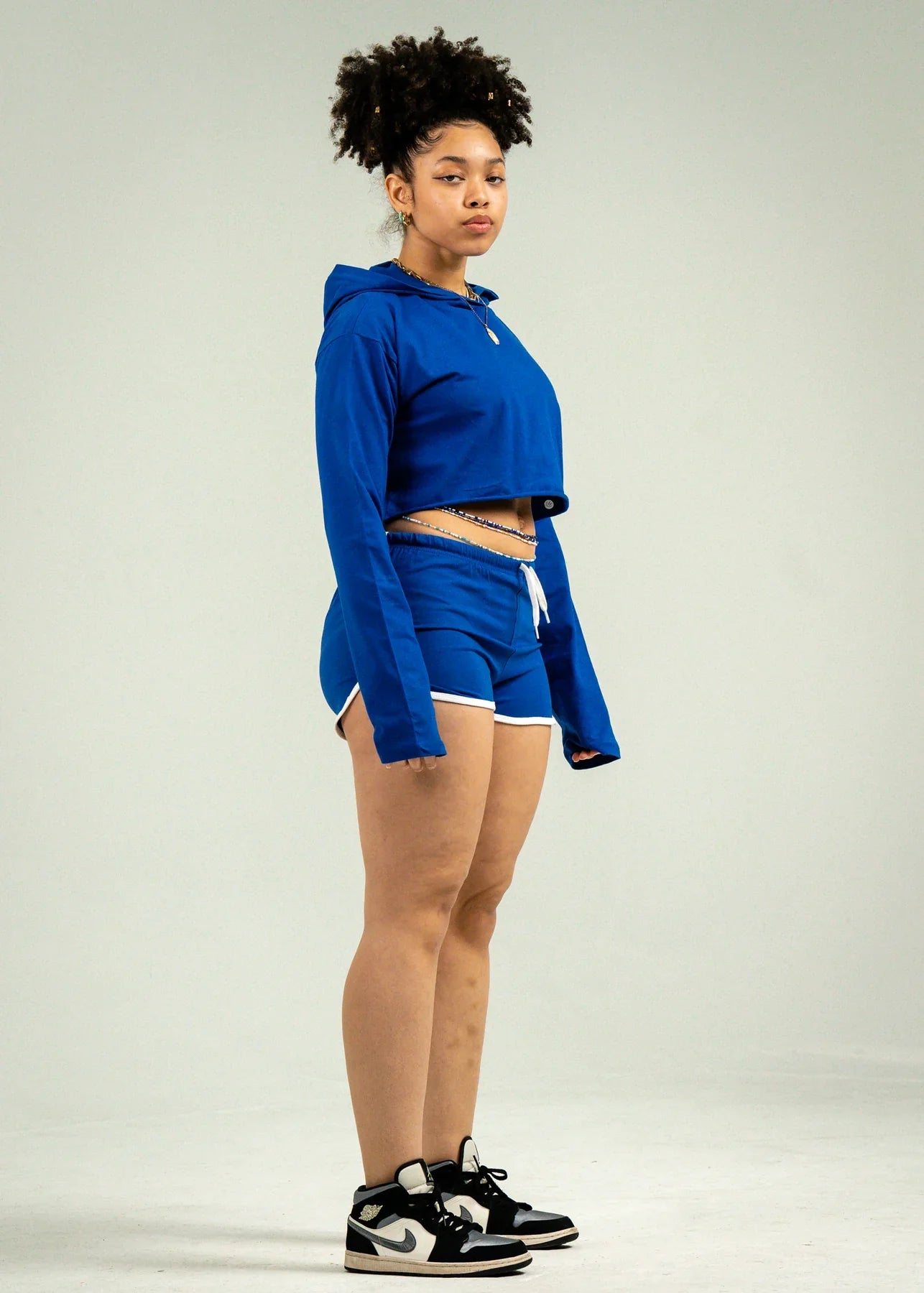 Royal Blue Crop-Top Short Set