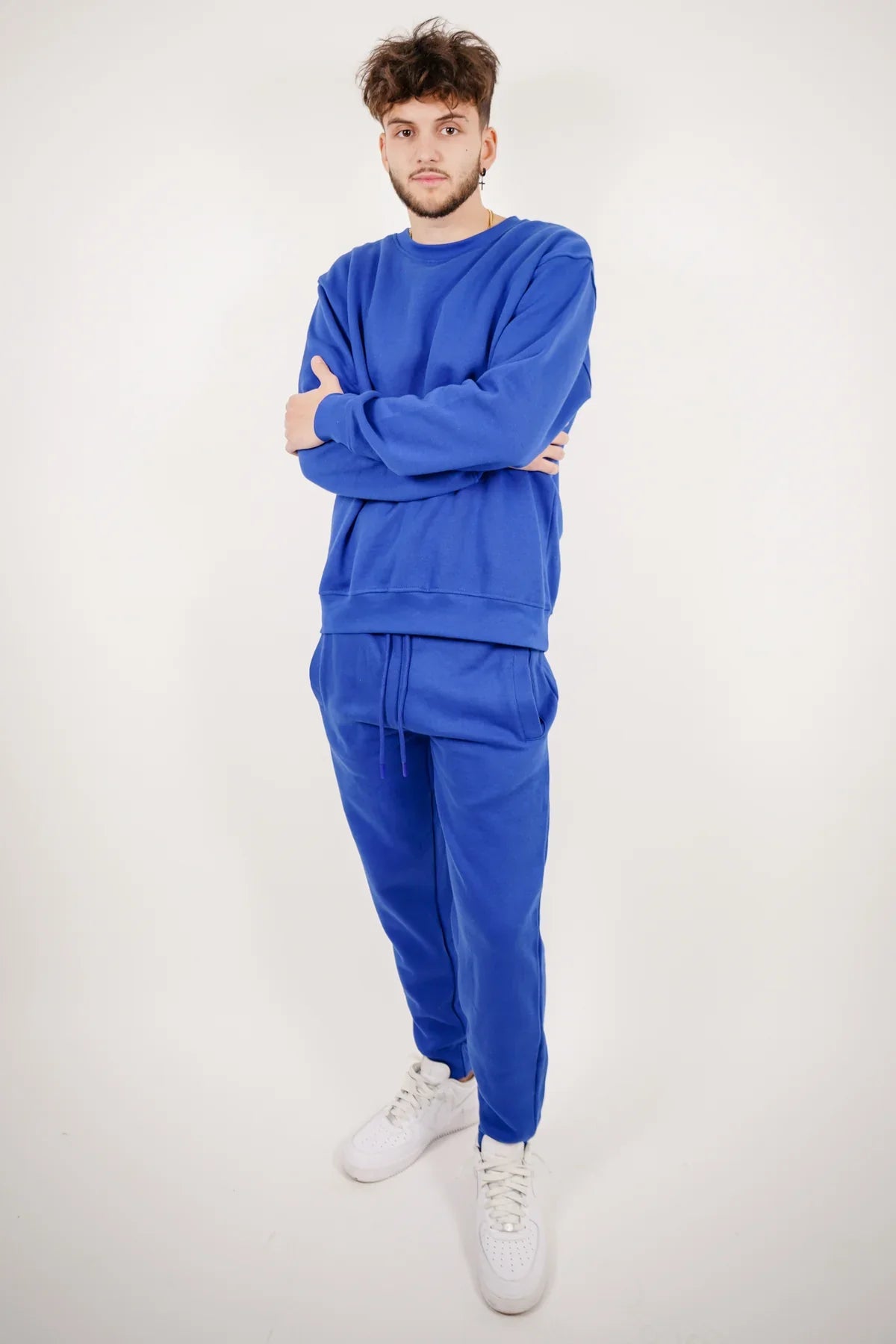 Royal Blue Tight Fleece Crew-Neck SweatSuit
