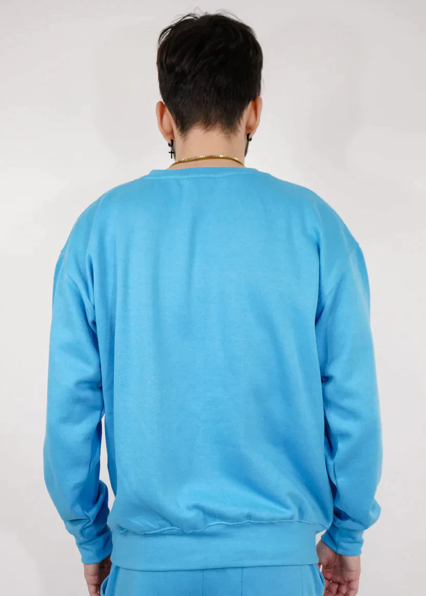 Sky Blue Heavy Blend Fleece Crew-Neck SweatShirt