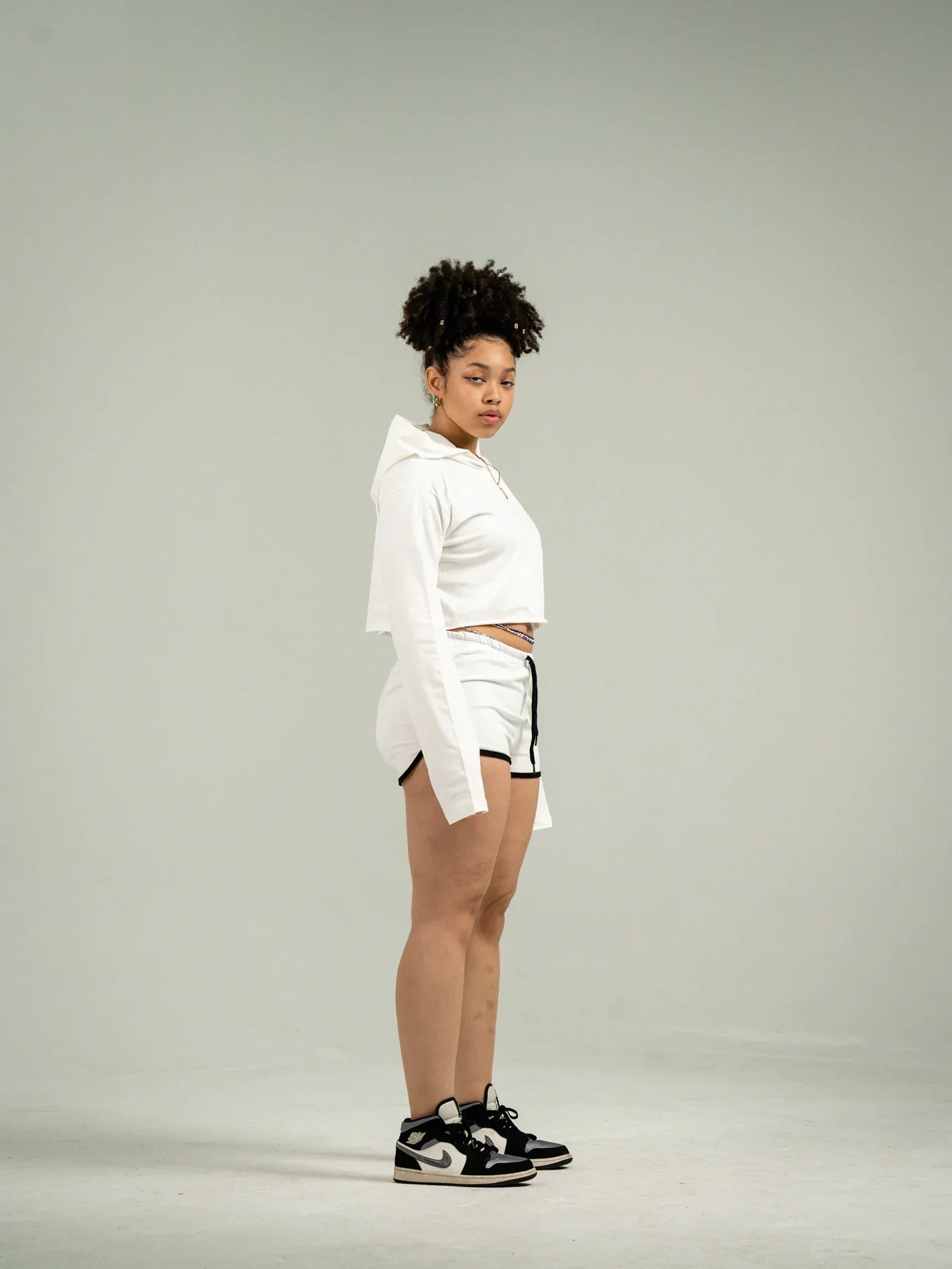 White Crop-Top Short Set