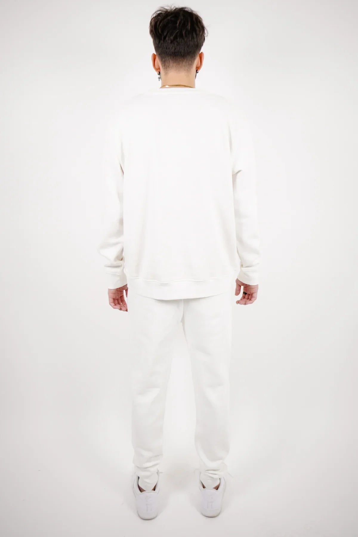 White Tight Fleece Crew-Neck SweatSuit