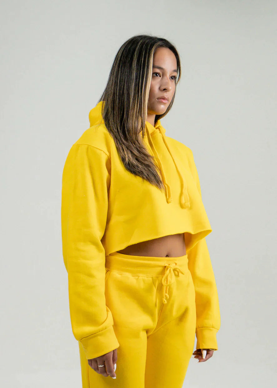 Yellow Hooded Crop Top
