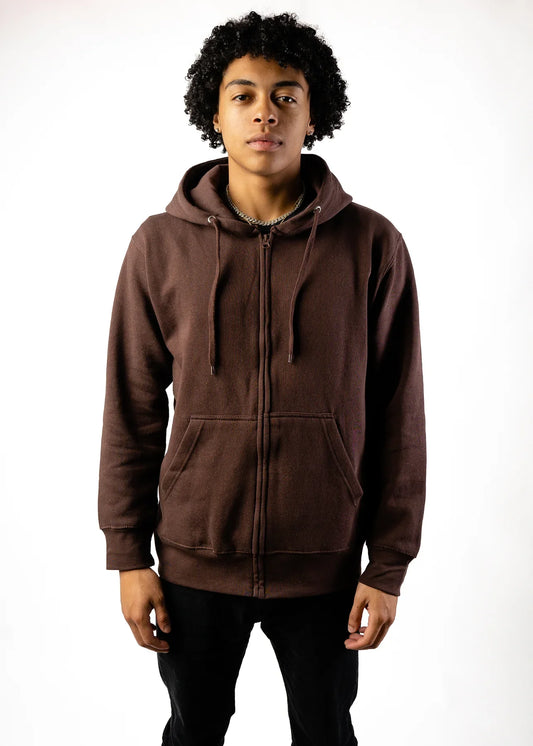 Brown Heavy Blend Zip-Up Fleece Hooded SweatShirt