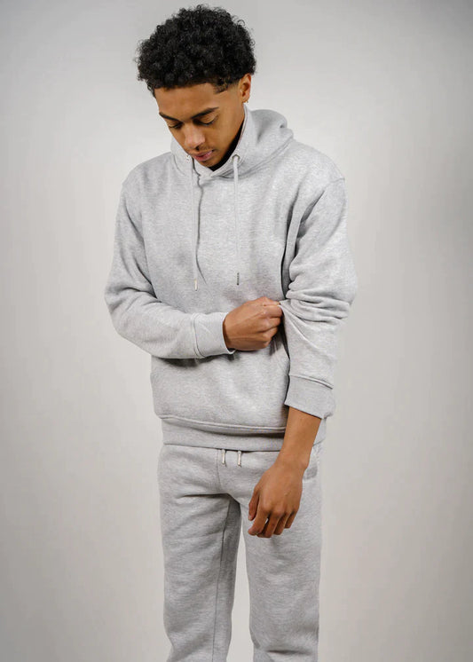 Gray Tight Fleece Hooded Sweatshirt