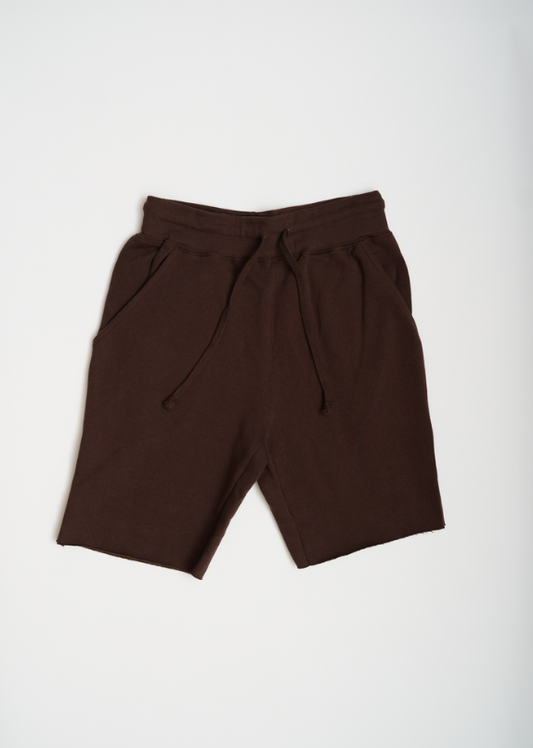 Brown Raw Edge SweatShort