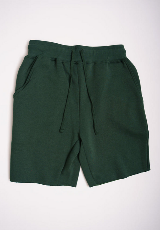 Hunter Green Raw Edge SweatShort