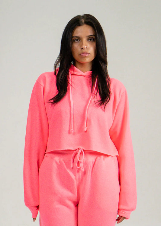 Neon Pink Hooded Crop Top