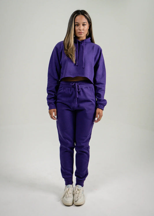 Purple Crop Top SweatSuit