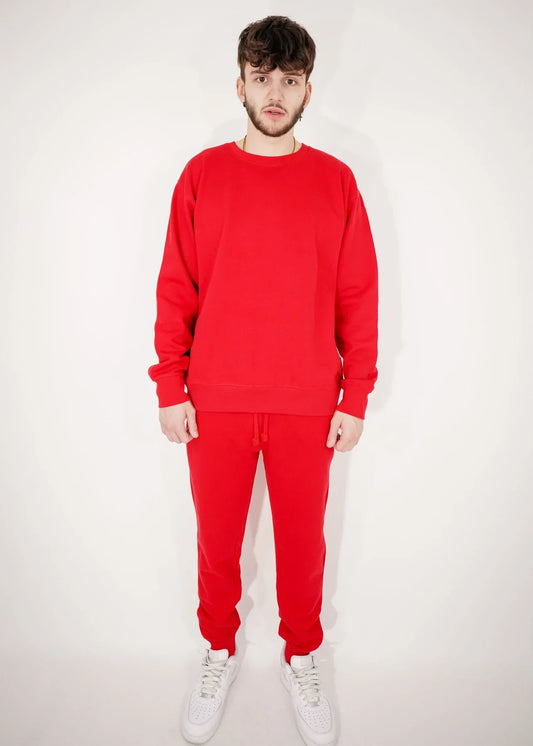 Red Heavy Blend Fleece Crew-Neck SweatSuit