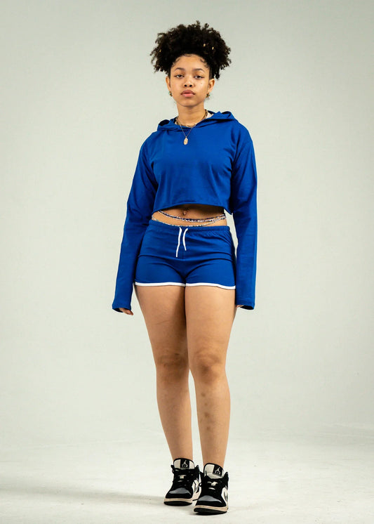 Royal Blue Crop-Top Short Set