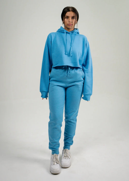 Sky Blue Crop Top SweatSuit